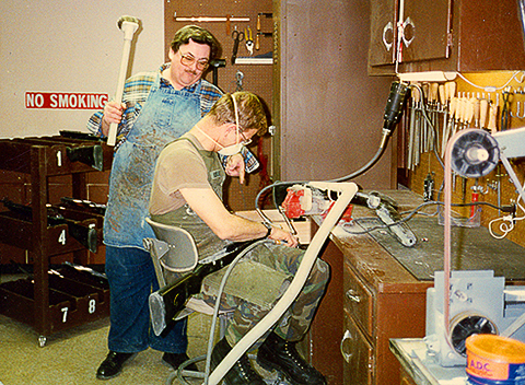 Instructing Sfc. Bill Amalung in the SOTI Shop