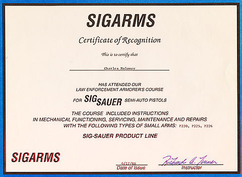 Sigarms Certification